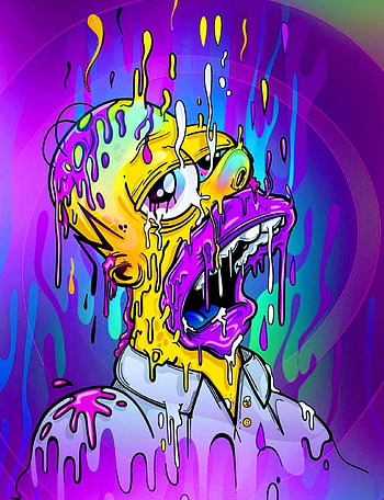 Melting Homer, The Simpsons, trippy bart simpson HD phone wallpaper