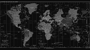 Dark Time Zone World Map, world map black HD wallpaper