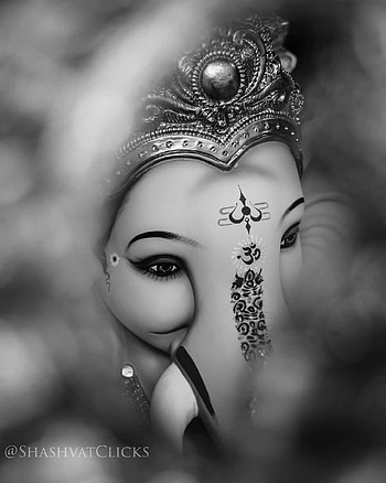 Ganesh Black and White, ganpati black HD phone wallpaper