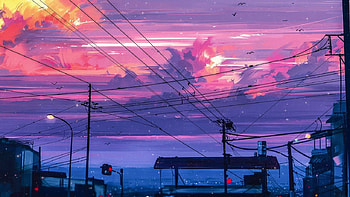Sunset Lofi, lofi laptop HD wallpaper