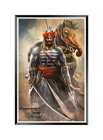 Maharana Pratap Wall Painting With Frame and Glass, maharana pratap singh HD phone wallpaper
