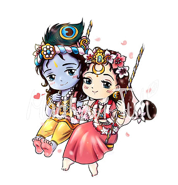 File cute Shri Radha Krishna, Kawaii Anime Radha Krishna Wall Art, High quality Bhakti Yoga Hindu Gift Indian Gods, krishna drawing HD phone wallpaper