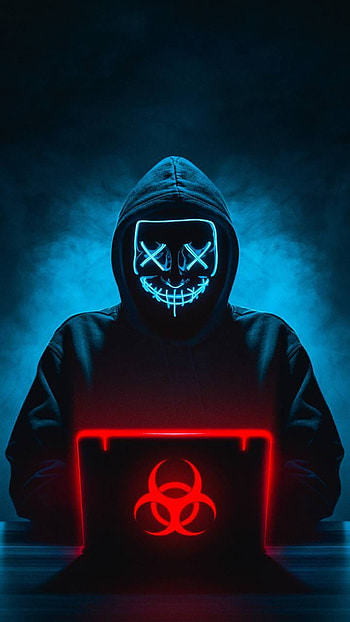 Neon Mask Hacker by shubhamgole80, hacker mask neon HD phone wallpaper