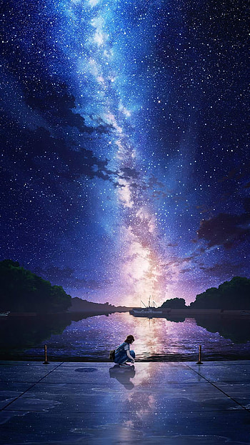 Night Sky Anime, night sky HD phone wallpaper