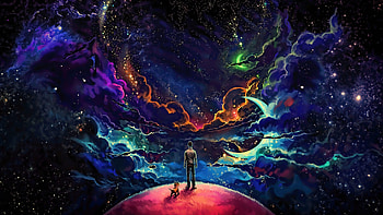 Space Planet Man Dog, man in space HD wallpaper