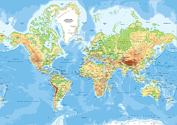 Physical World Map Mural, world physical map HD wallpaper