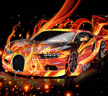 Rainbow Neon Flame Lamborghini, flaming cars HD wallpaper