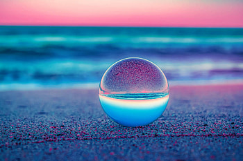 glass ball, beach, sea, colorful HD wallpaper