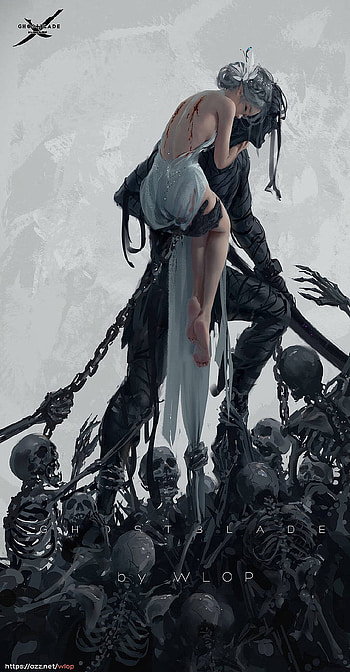 : WLOP, anime girls, Ghost Blade, ghost women HD phone wallpaper