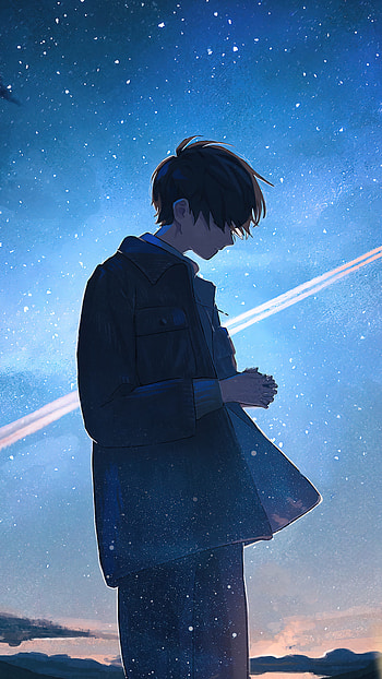 Anime Boy Alone Night Scenery PC HD phone wallpaper