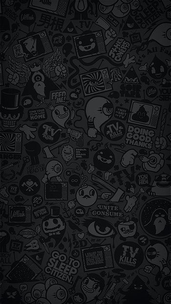 Black and White Graffiti, cartoon android black HD phone wallpaper