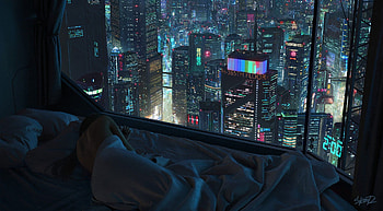 2AM Cyberpunk High Rise Apartment : Cyberpunk, cyberpunk room HD wallpaper