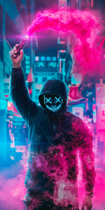 1080x2160 Mask Guy Neon Eye One Plus 5T,Honor 7x,Honor view, joker neon HD phone wallpaper