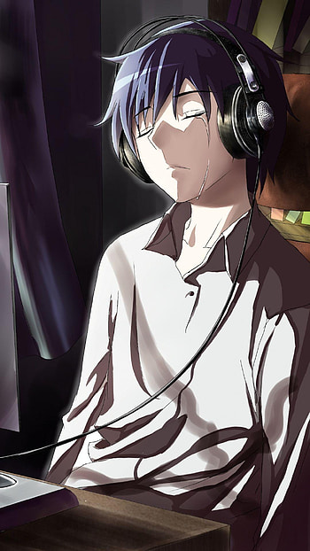 1080x1920 Guy, Anime, Computer, Tears, Sadness, sad anime boy HD phone wallpaper