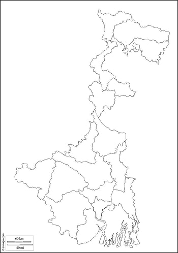 West Bengal : map, blank map, outline map, base map : outline, districts, west bengal map HD phone wallpaper
