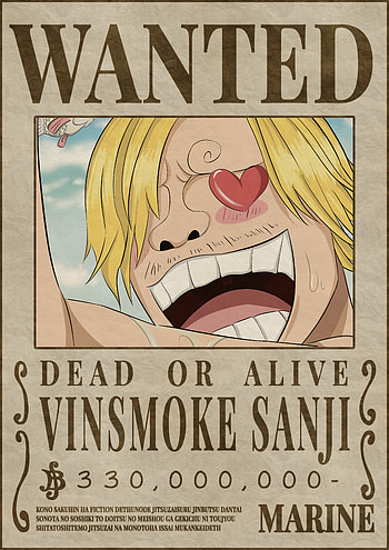 VINSMOKE SANJI bounty wanted poster one piece, sanji wanted poster HD phone wallpaper