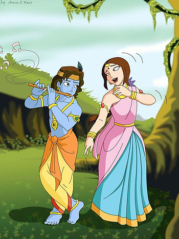 Krishna and Radha in 2020, radha krishna cartoon HD phone wallpaper