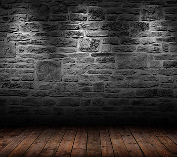 Stone Bricks Wall Wooden Floor, wood floor HD wallpaper