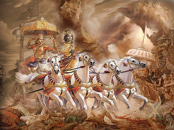 Indian Art, lord krishna and arjuna HD wallpaper