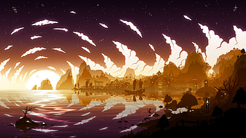 Genshin Impact Landscape Minimalism Fantasy City Clouds Sunset Liyue Harbor Genshin Impact Zhongli G, genshin impact minimalist HD wallpaper