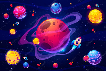 Cartoon Space, cartoon planet HD wallpaper