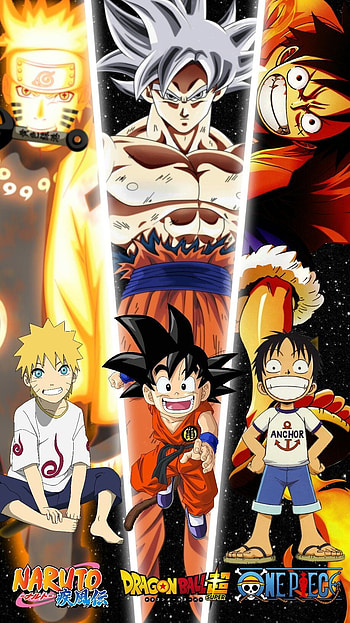 naruto,goku & luffy, naruto and luffy HD phone wallpaper