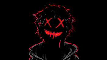 Red Neon Mask Boy Dark, neon red guy HD wallpaper