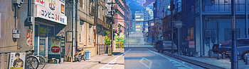 Anime Street Dual Screen HD wallpaper