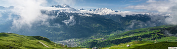 Snow in the mountains, spring 5120x1440 HD wallpaper