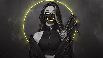 Samurai Girl With Oni Mask, samurai demon HD wallpaper
