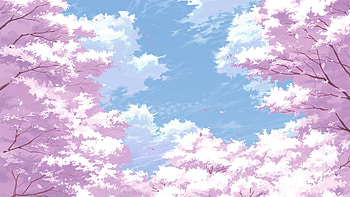 Sakura Blossom, Petals, Scenery, Sky, Cherry, cherry blossom anime aesthetic HD wallpaper