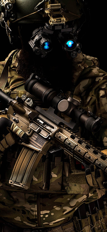 Special forces, helmet, assault rifle 1242x2688 XS, special forces HD phone wallpaper