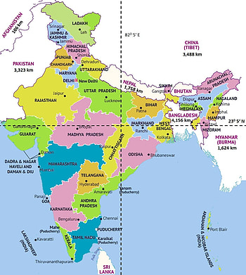Land Borders of India, india physical map HD phone wallpaper