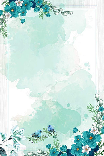 chinese style watercolor blue flowers border backg..., border design HD phone wallpaper