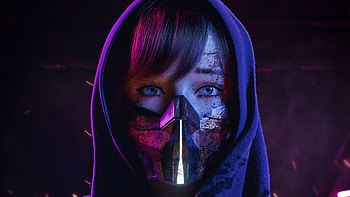 Digital Art Artwork Cyber Cyberpunk Neon Lights Neon Lights Mask Women Blue Eyes Fantasy Girl Scienc HD wallpaper