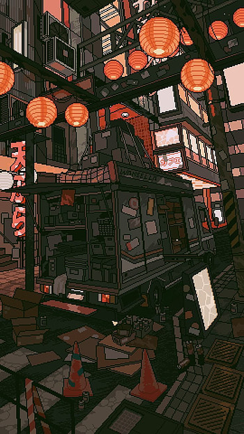 Orange Pixel Art, pixel art HD phone wallpaper