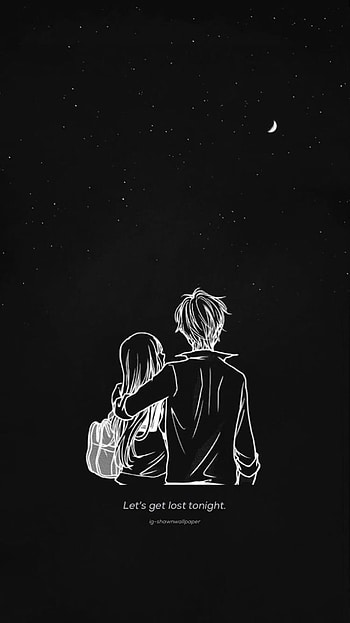 Aesthetic Black And White Cartoon Couple, anime couple aesthetic HD phone wallpaper