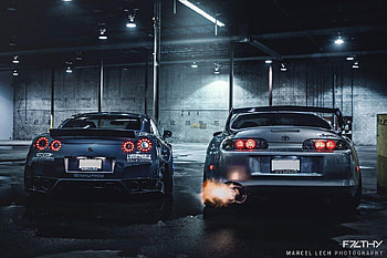 Liberty Walk GTR and a mean looking Toyota Supra HD wallpaper