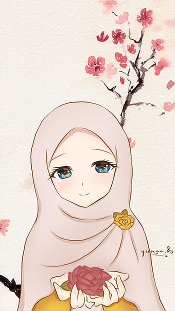 Muslim Girl Cartoon, cute anime hijab girl HD phone wallpaper