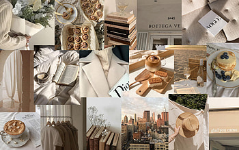 creme aesthetic laptop collage, beige aesthetic collage laptop HD wallpaper
