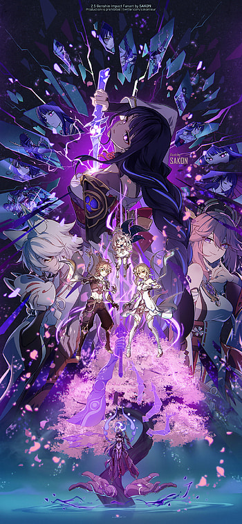 raiden shogun, lumine, yae miko, paimon, and kitsune saiguu, raiden shogun HD phone wallpaper