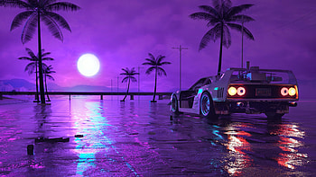 RETRO WAVE CAR, retro sunset cars HD wallpaper