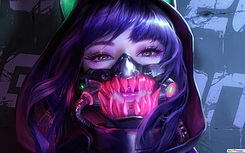Masked Cyberpunk Girl, anime pc cyberpunk HD wallpaper