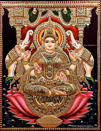 Tanjore painting, Tanjavore painting, Gajalakshmi, devi Lakshmi, mahalaxmi HD phone wallpaper