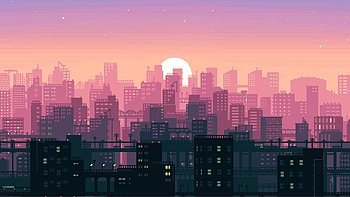 8 Bit Pixel Art City, Artist, Backgrounds, 8 bit art HD wallpaper