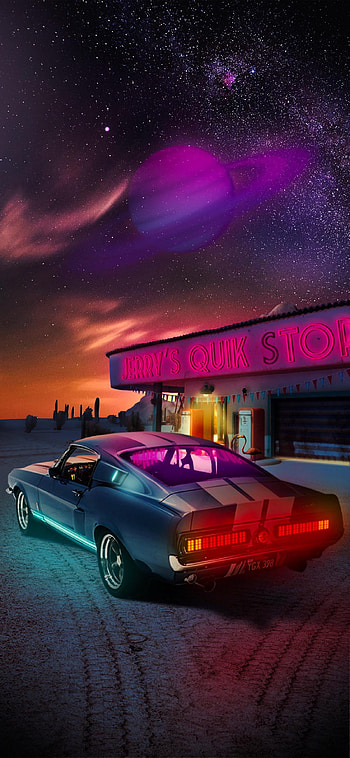 80S Retro Neon Car, 80 neon HD phone wallpaper
