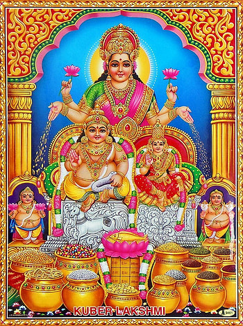 Lakshmi with Kubera and Wife Riddhi HD phone wallpaper