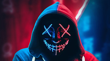 Red and Blue Mask Neon, hacker mask neon HD wallpaper