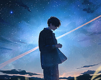 Anime Boy Alone Night Scenery PC [2560x1440] for your , Mobile & Tablet, summer sky boy anime HD wallpaper