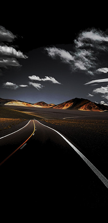 Road and Mountain Amoled, amoled mountains HD phone wallpaper